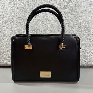 Bebe Bella Smooth Medium Satchel Purse Handbag Black Shoulder‎ NWOT